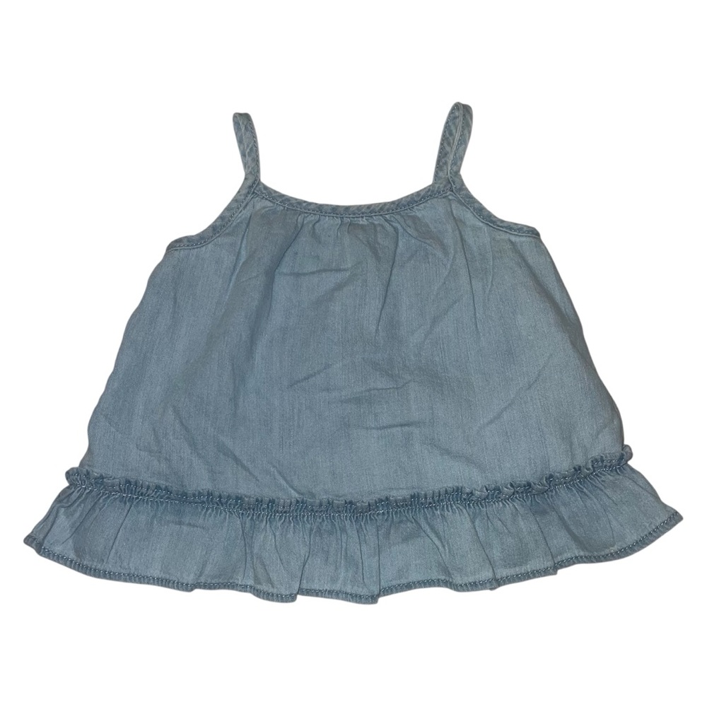 Baby Gap Girls Ruffle Denim Tank Top With Open Back Size 6-12 Months GUC